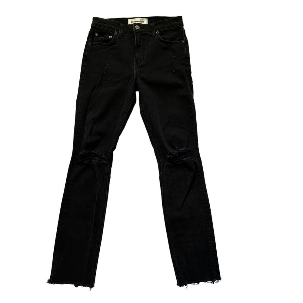 Reformation Camille High Cigarette Jeans Nile Wash 24